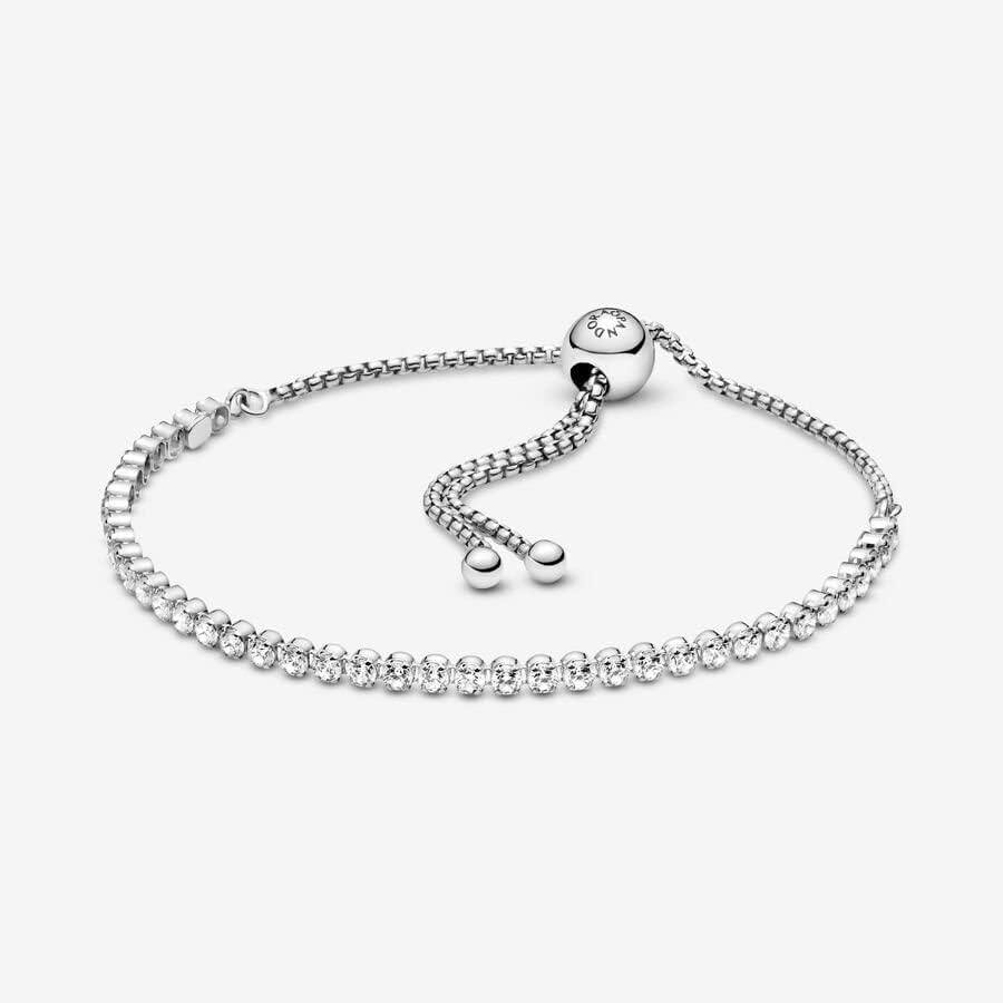 image:imagePANDORA Sparkling Slider Tennis Bracelet Adjustable Slider Bracelet Jewelry for Women with Gift Box Sterling Silver amp Cubic Zirconia91 Centimeters