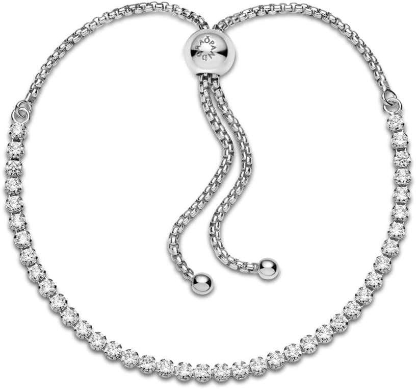 image:imagePANDORA Sparkling Slider Tennis Bracelet Adjustable Slider Bracelet Jewelry for Women with Gift Box Sterling Silver amp Cubic Zirconia98 Centimeters
