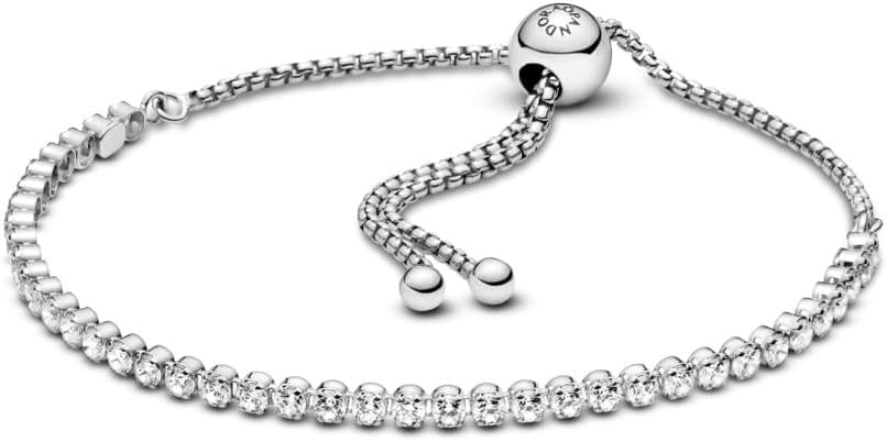 image:imagePANDORA Sparkling Slider Tennis Bracelet Adjustable Slider Bracelet Jewelry for Women with Gift Box Sterling Silver amp Cubic Zirconia98 Centimeters