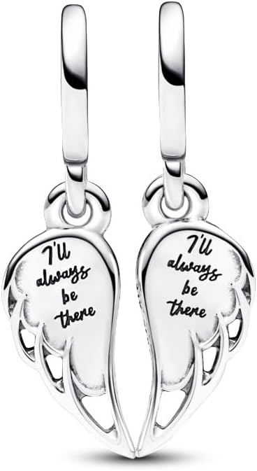 image:imagePANDORA Sparkling Splittable Angel Wings Dangle Charm Compatible Me Moments Sterling Silver with Blue ManMade Crystals Gift for Her With Gift Box