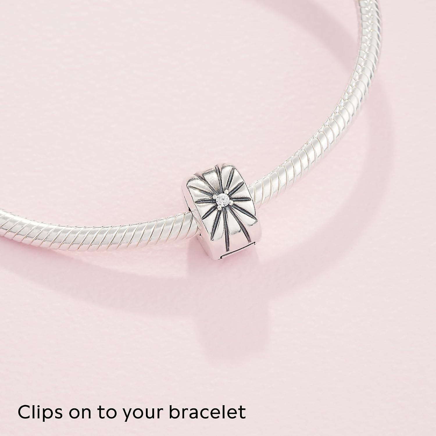 image:imagePANDORA Sparkling Sunburst Clip Charm Gift for Her Compatible Moments Sterling Silver with Cubic Zirconia With Gift Box