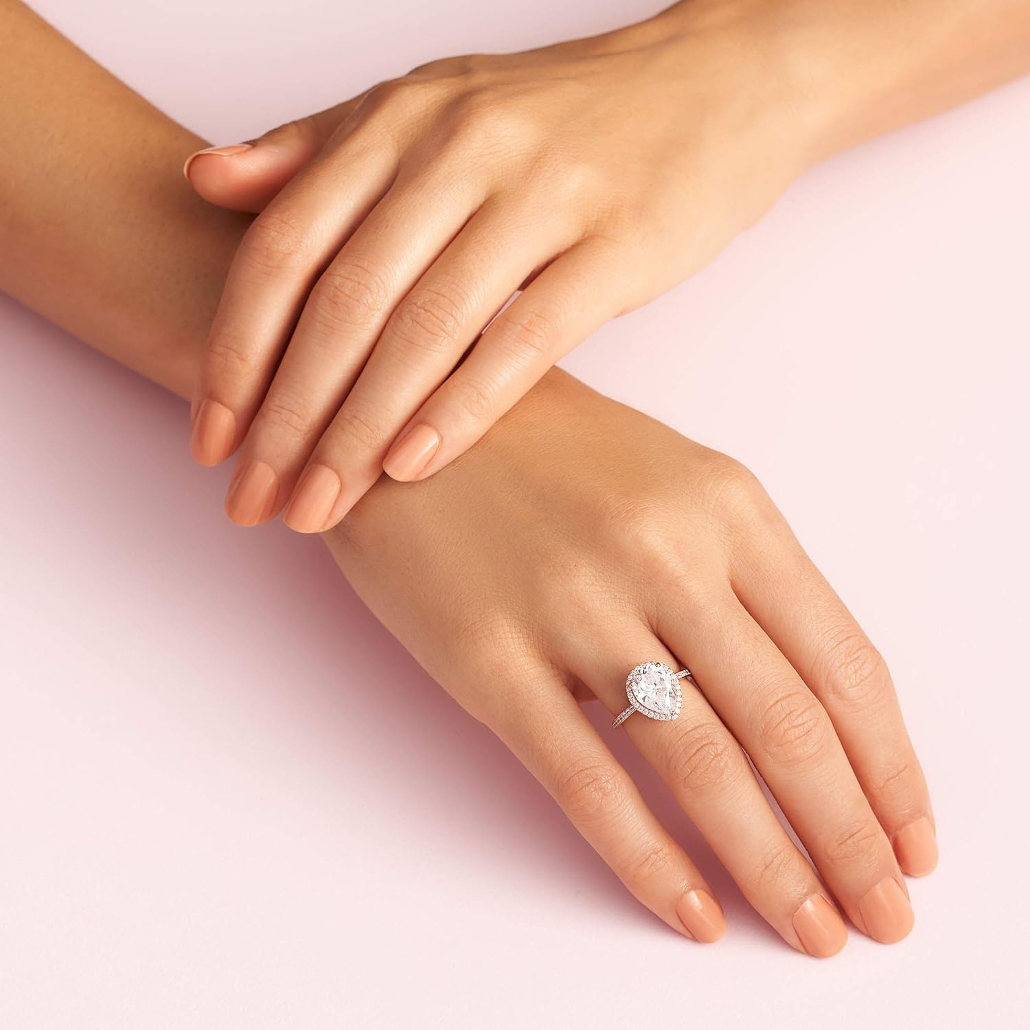 image:imagePANDORA Sparkling Teardrop Halo Ring Rose 14k Rose Gold Ring for Women Layering or Stackable Ring Gift for Her With Gift BoxRose Gold