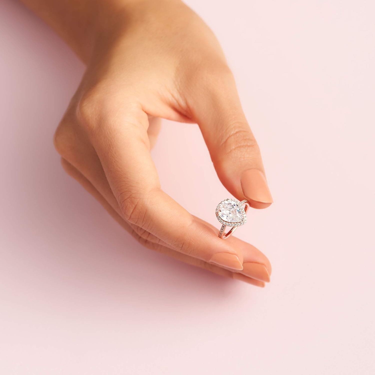 image:imagePANDORA Sparkling Teardrop Halo Ring Rose 14k Rose Gold Ring for Women Layering or Stackable Ring Gift for Her With Gift BoxRose Gold