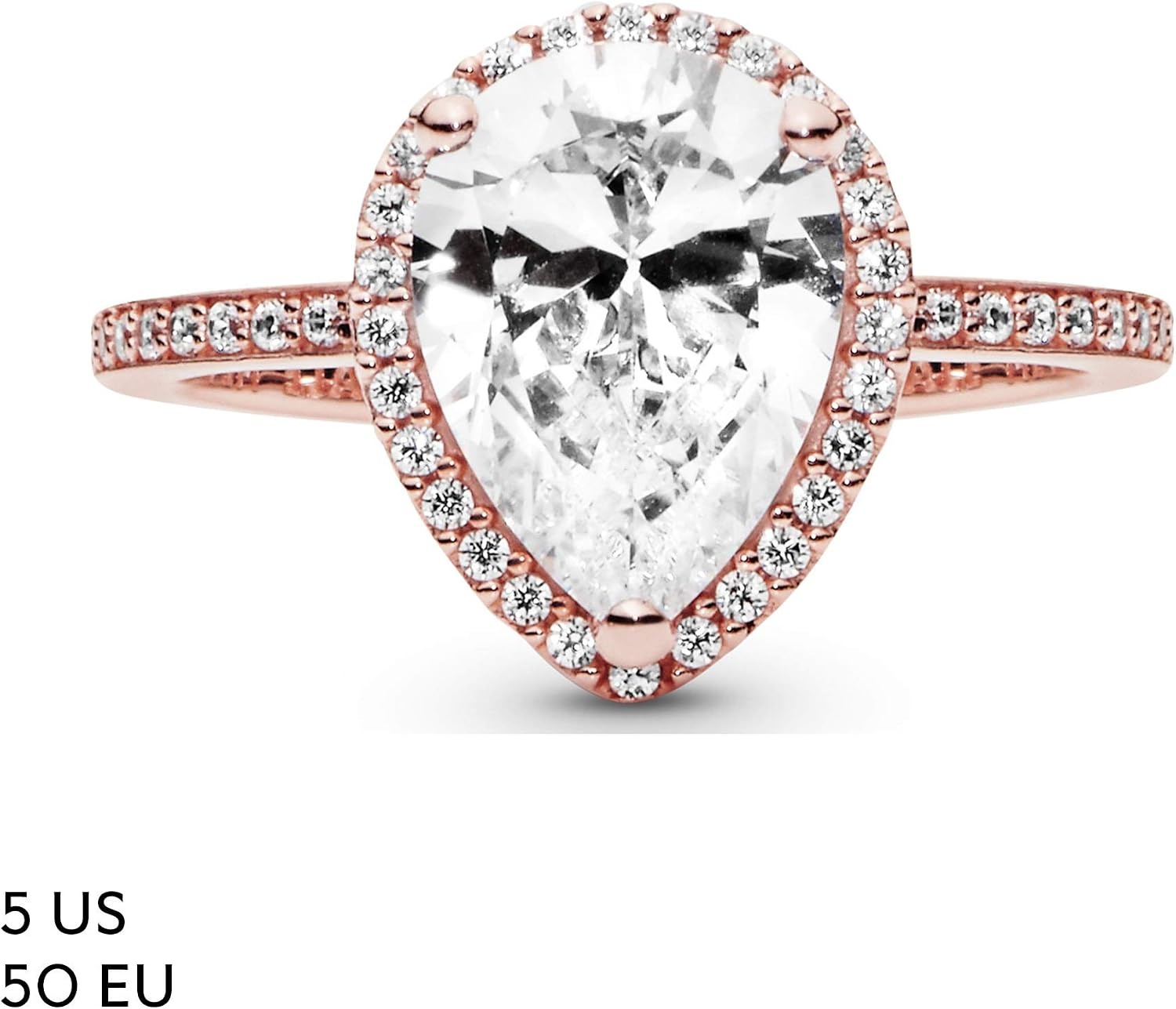 image:imagePANDORA Sparkling Teardrop Halo Ring Rose 14k Rose Gold Ring for Women Layering or Stackable Ring Gift for Her With Gift BoxRose Gold