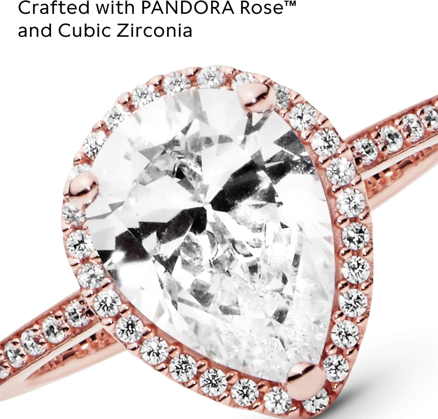 image:imagePANDORA Sparkling Teardrop Halo Ring Rose 14k Rose Gold Ring for Women Layering or Stackable Ring Gift for Her With Gift BoxRose Gold