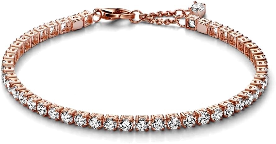 image:imagePANDORA Sparkling Tennis Bracelet Rose Gold Bracelet for Women Gift for Her Rose with Cubic Zirconia With Gift Box180 Centimeters