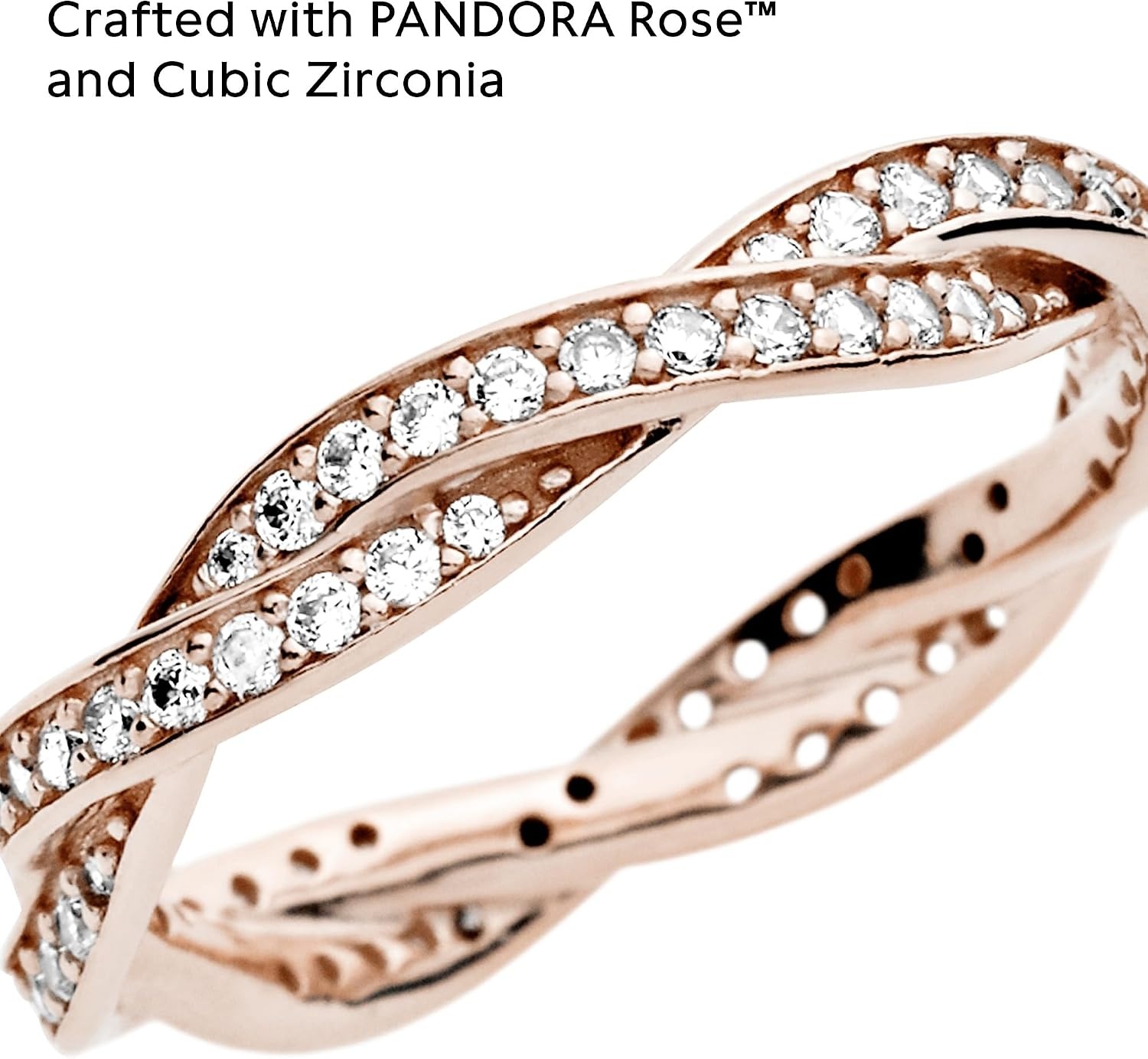 image:imagePANDORA Sparkling Twisted Lines Ring Gift for Her Ring for Women Clear Cubic Zirconia With Gift BoxRose Gold