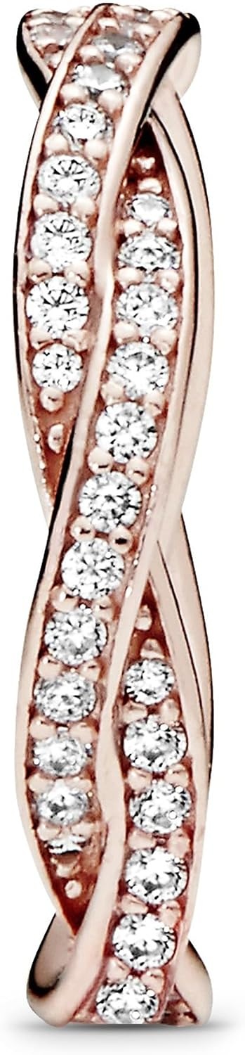 image:imagePANDORA Sparkling Twisted Lines Ring Gift for Her Ring for Women Clear Cubic Zirconia With Gift BoxRose Gold
