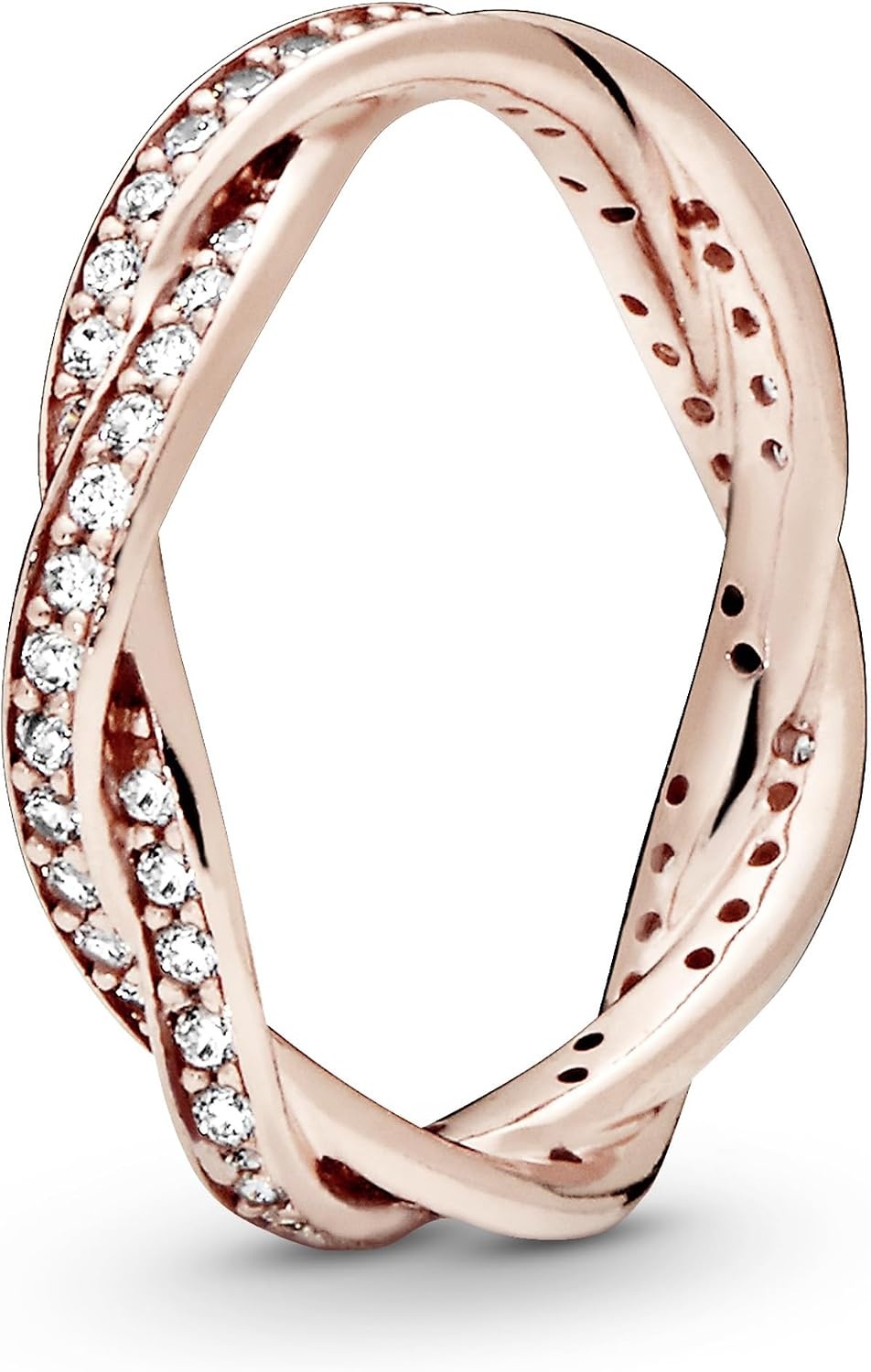 image:imagePANDORA Sparkling Twisted Lines Ring Gift for Her Ring for Women Clear Cubic Zirconia With Gift BoxRose Gold