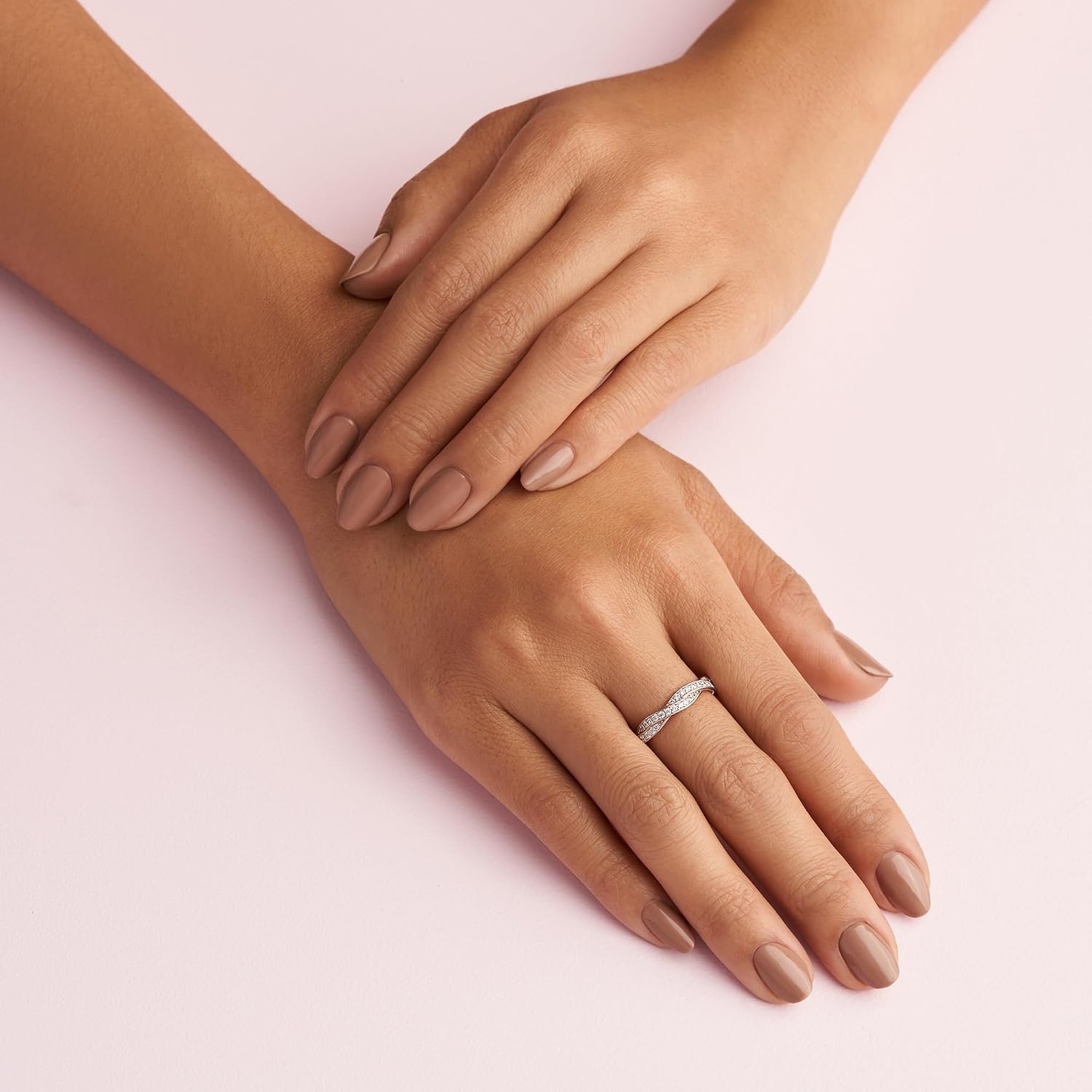 image:imagePANDORA Sparkling Twisted Lines Ring Gift for Her Ring for Women Clear Cubic Zirconia With Gift BoxRose Gold