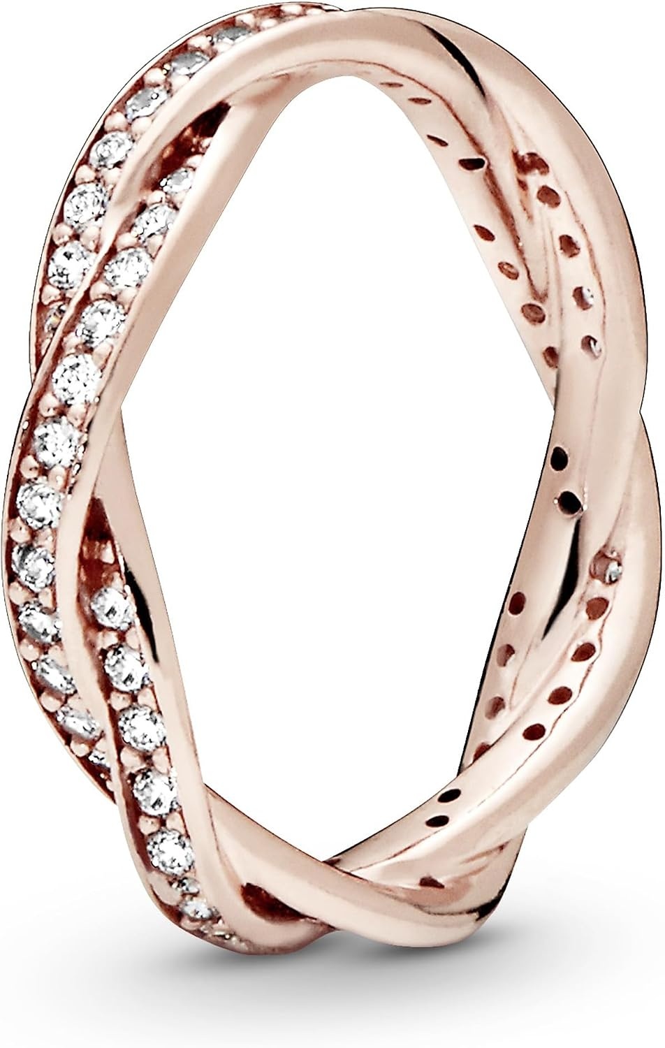 image:imagePANDORA Sparkling Twisted Lines Ring Gift for Her Ring for Women Clear Cubic Zirconia With Gift BoxRose Gold