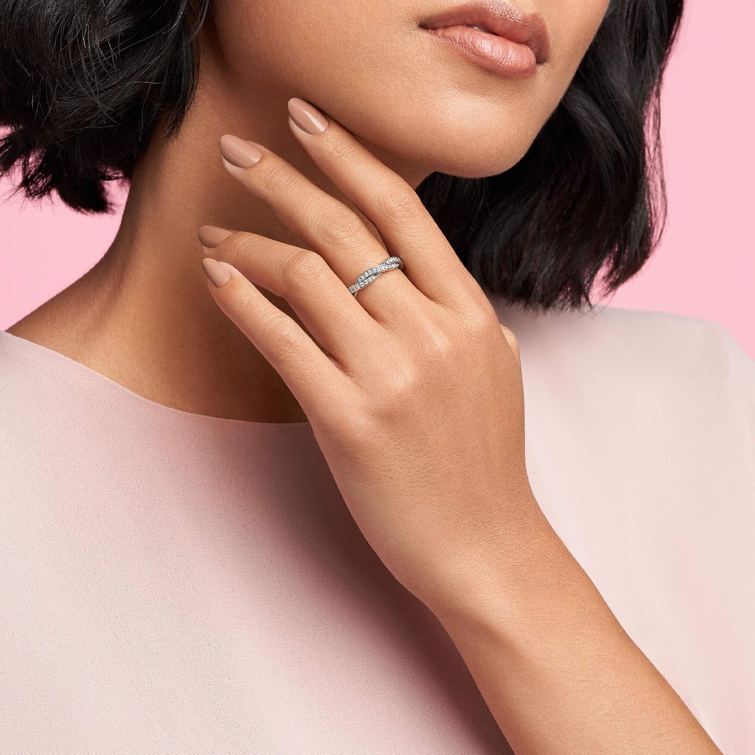 image:imagePANDORA Sparkling Twisted Lines Ring Gift for Her Ring for Women Clear Cubic Zirconia With Gift BoxSterling Silver