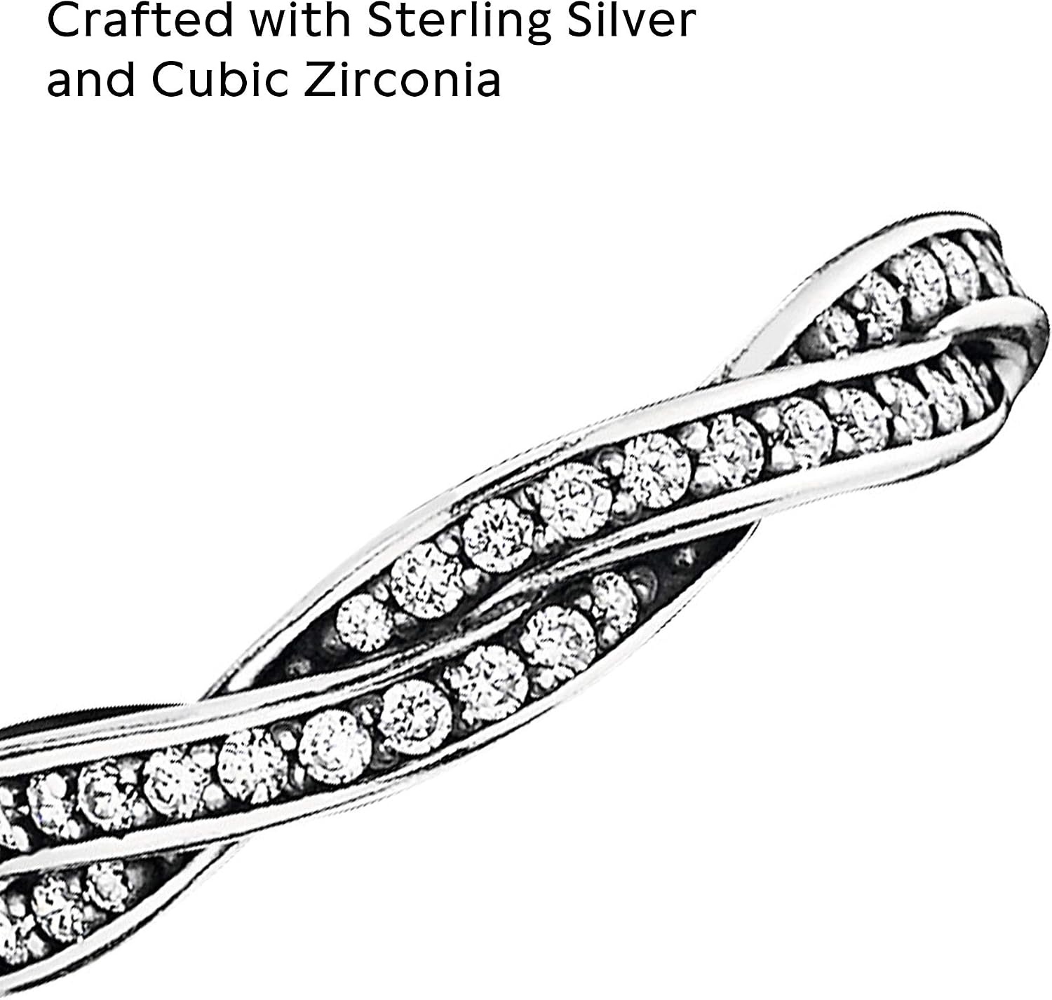 image:imagePANDORA Sparkling Twisted Lines Ring Gift for Her Ring for Women Clear Cubic Zirconia With Gift BoxSterling Silver