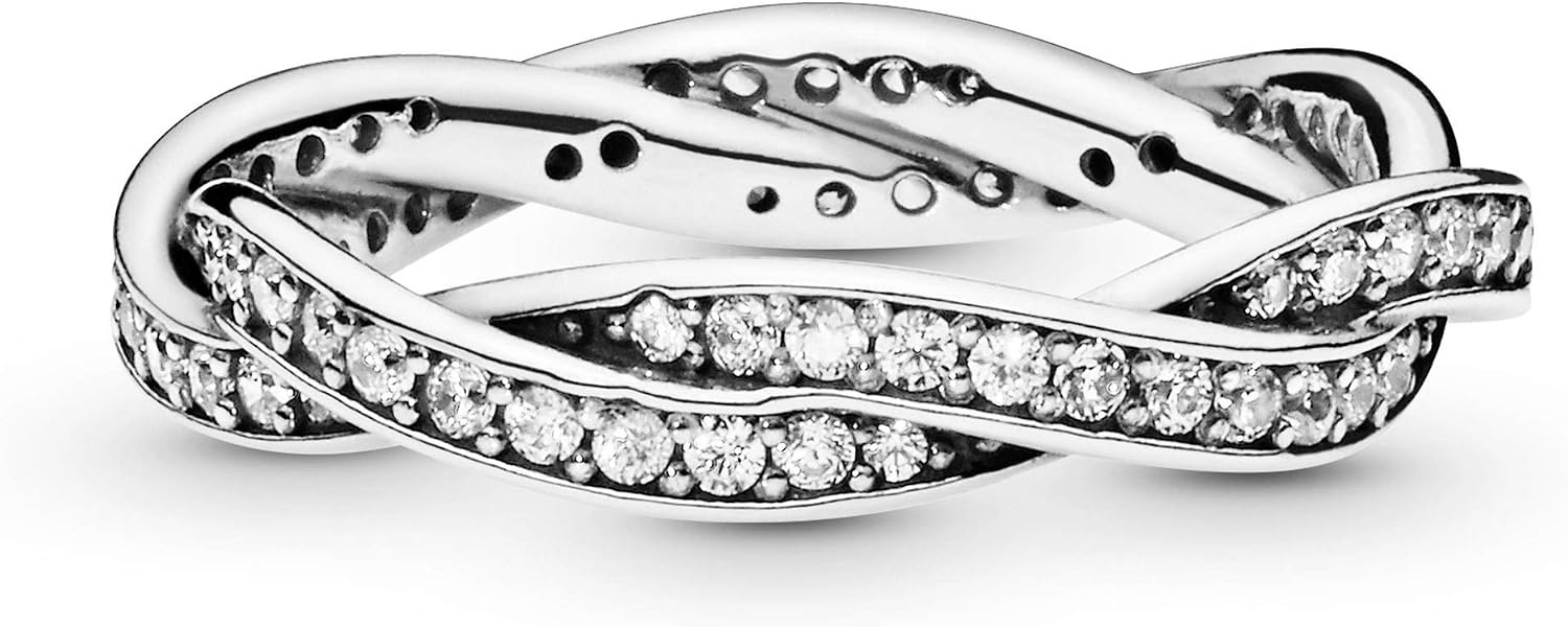 image:imagePANDORA Sparkling Twisted Lines Ring Gift for Her Ring for Women Clear Cubic Zirconia With Gift BoxSterling Silver