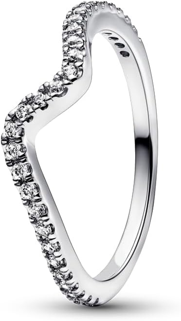 image:imagePANDORA Sparkling Wave Ring Ring for Women Layering or Stackable Ring Gift for Her Sterling Silver with Clear Cubic Zirconia With Gift BoxSterling Silver