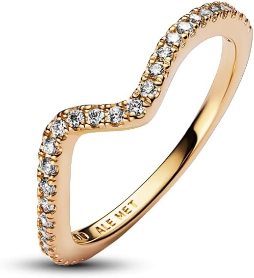 image:imagePANDORA Sparkling Wave Ring Ring for Women Layering or Stackable Ring Gift for Her Sterling Silver with Clear Cubic Zirconia With Gift BoxYellow Gold