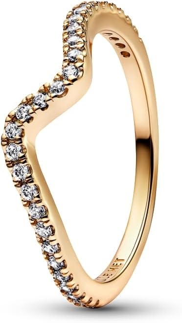 image:imagePANDORA Sparkling Wave Ring Ring for Women Layering or Stackable Ring Gift for Her Sterling Silver with Clear Cubic Zirconia With Gift BoxYellow Gold