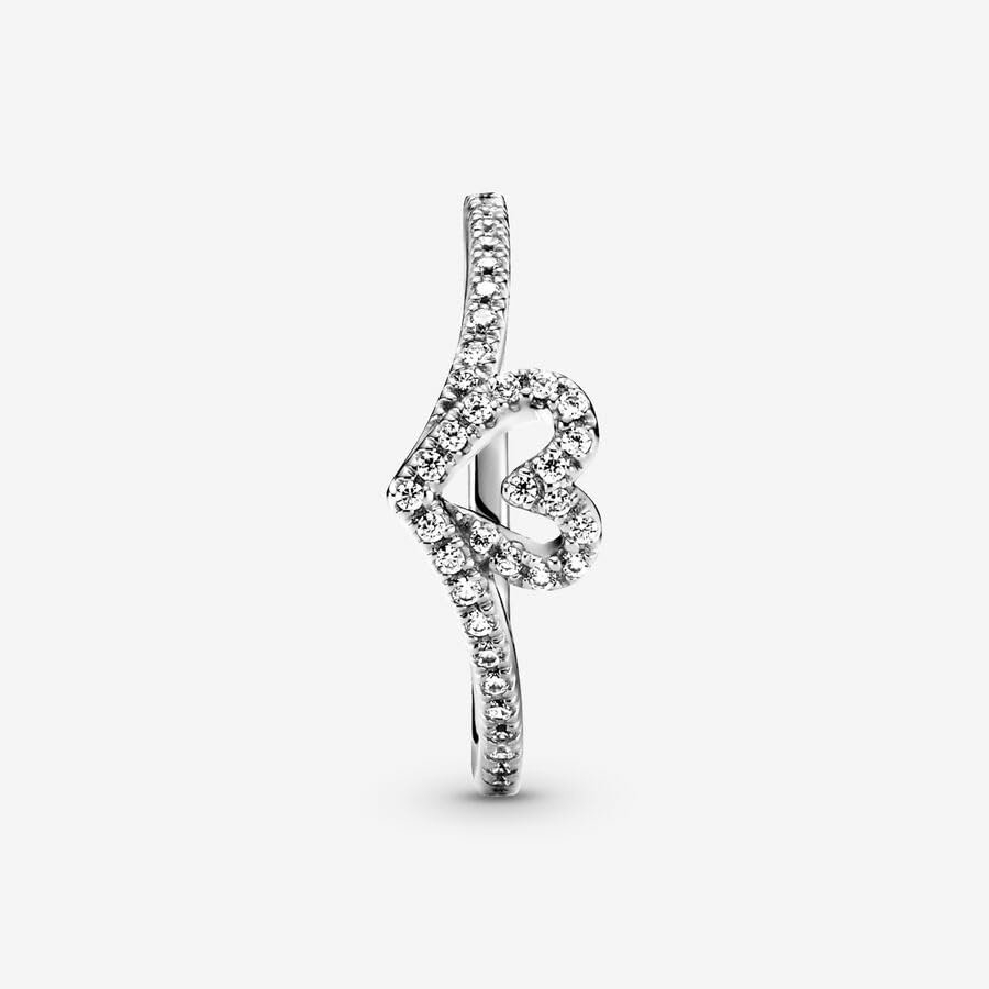 image:imagePANDORA Sparkling Wishbone Heart Ring Stackable Ring for Women Gift for Her with Clear Cubic Zirconia With Gift BoxSterling Silver