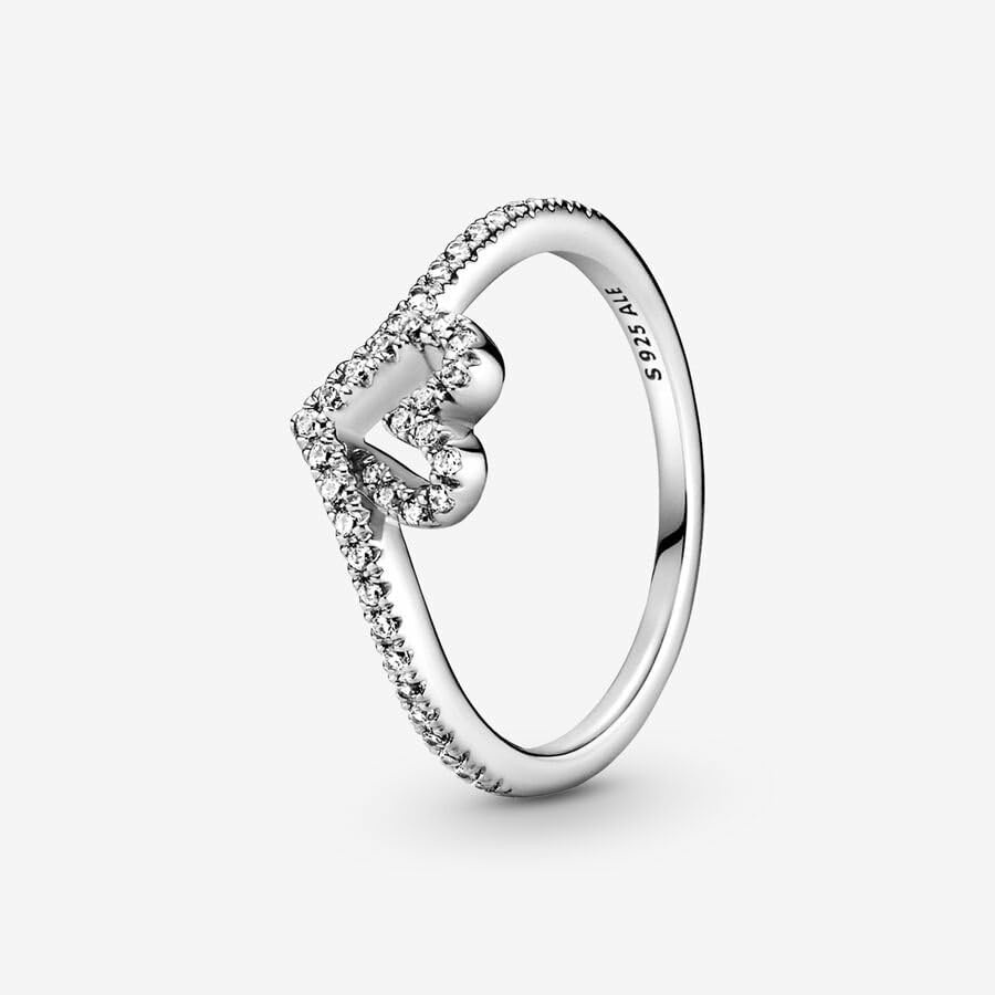 image:imagePANDORA Sparkling Wishbone Heart Ring Stackable Ring for Women Gift for Her with Clear Cubic Zirconia With Gift BoxSterling Silver