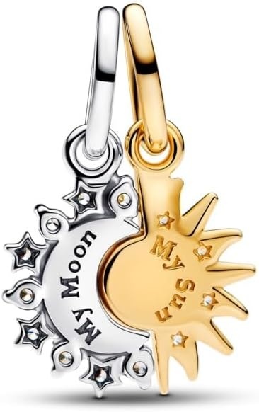 image:imagePANDORA Splittable Sun amp Moon Dangle Charm Sterling Silver 14k Gold Plating amp Cubic Zirconia Compatible with PANDORA Moments amp ME Jewelry for Women with Gift Box