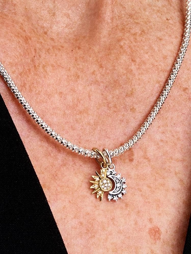 image:imagePANDORA Splittable Sun amp Moon Dangle Charm Sterling Silver 14k Gold Plating amp Cubic Zirconia Compatible with PANDORA Moments amp ME Jewelry for Women with Gift Box