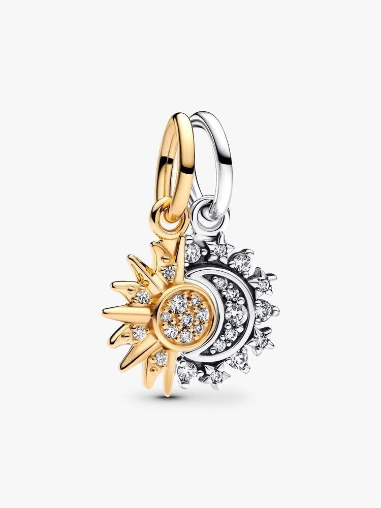 image:imagePANDORA Splittable Sun amp Moon Dangle Charm Sterling Silver 14k Gold Plating amp Cubic Zirconia Compatible with PANDORA Moments amp ME Jewelry for Women with Gift Box
