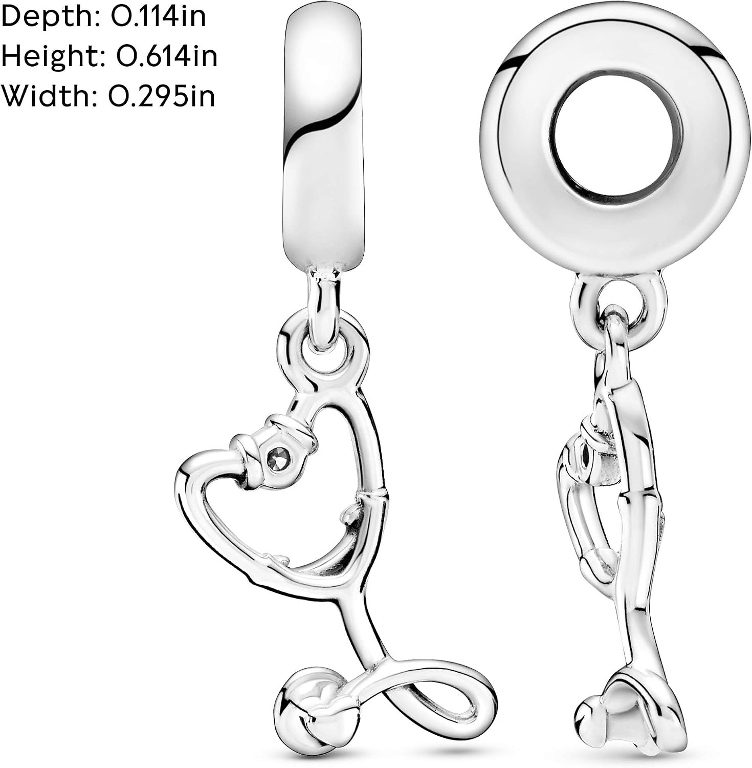 image:imagePANDORA Stethoscope Heart Dangle Charm Compatible Moments Gift for Her Made with Sterling Silver amp Cubic Zirconia with Gift Box