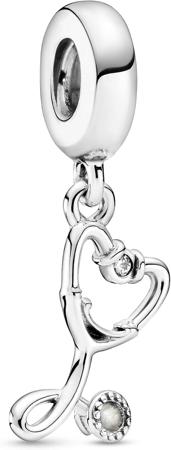 image:imagePANDORA Stethoscope Heart Dangle Charm Compatible Moments Gift for Her Made with Sterling Silver amp Cubic Zirconia with Gift Box