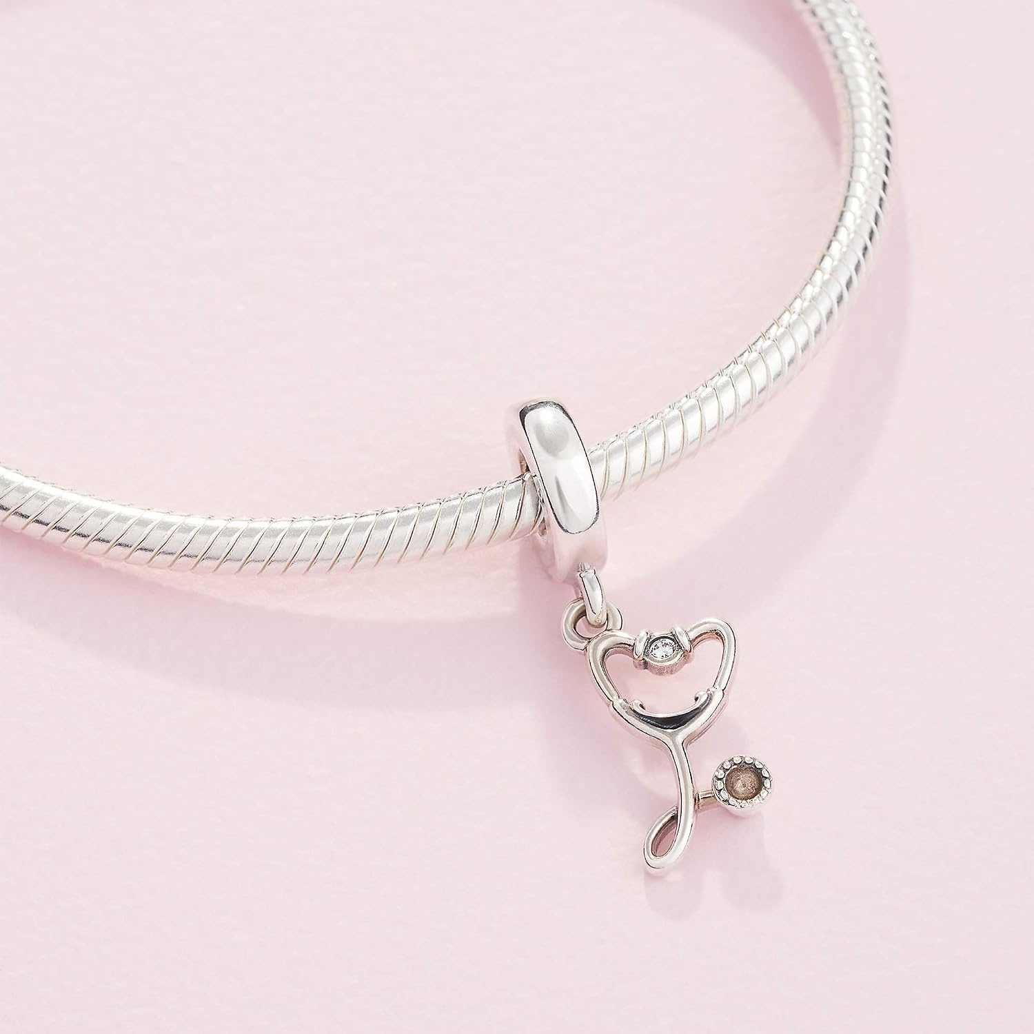 image:imagePANDORA Stethoscope Heart Dangle Charm Compatible Moments Gift for Her Made with Sterling Silver amp Cubic Zirconia with Gift Box