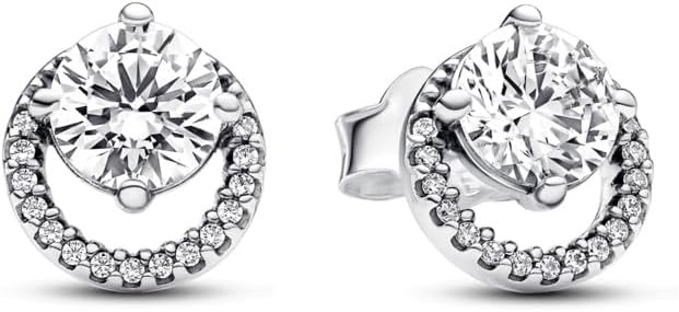 image:imagePANDORA TImeless Sparkling Round Halo Stud Earrings Sterling Silver Earrings with Cubic Zirconia Jewelry for Women Includes Gift Box