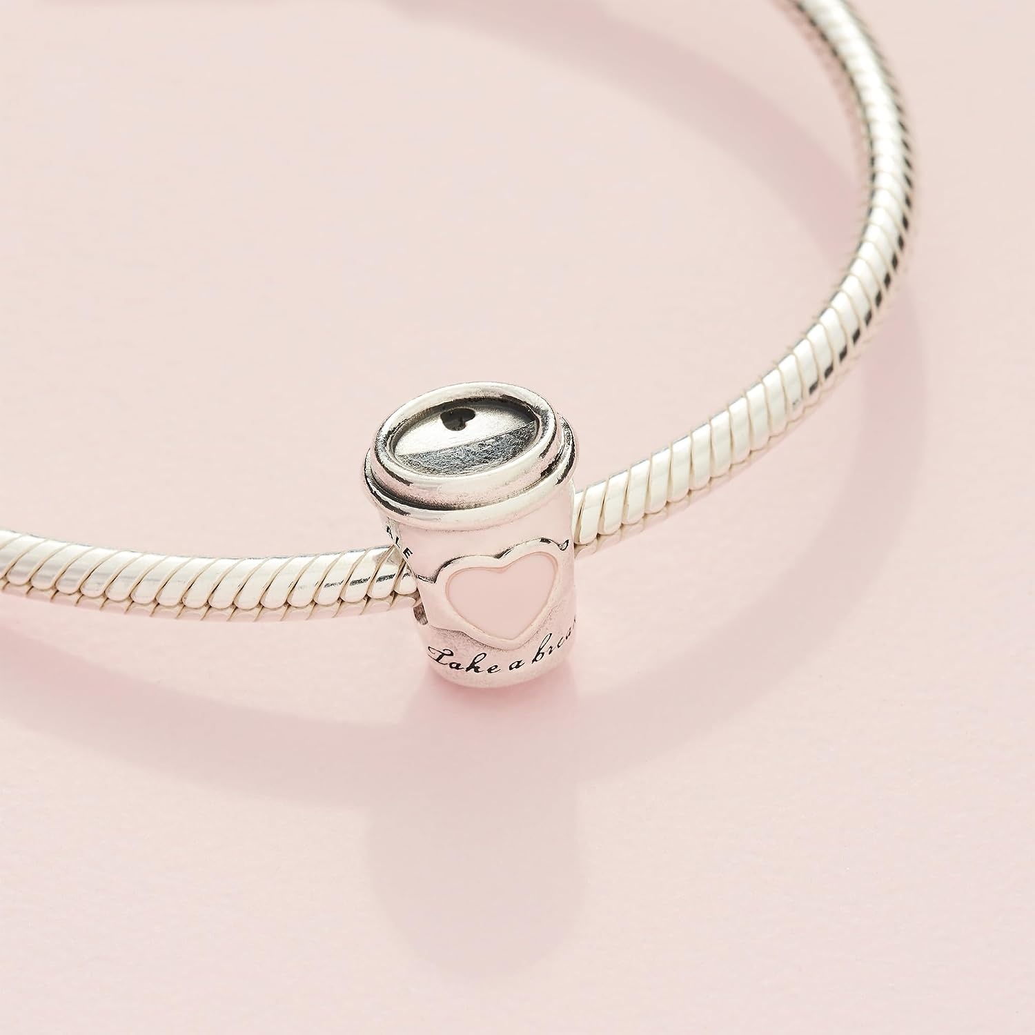 image:imagePANDORA Take a Break Coffee Cup Charm Engraved Charm Gift for Coffee Lovers With Gift Box Compatible Moments Charm Bracelets Sterling Silver