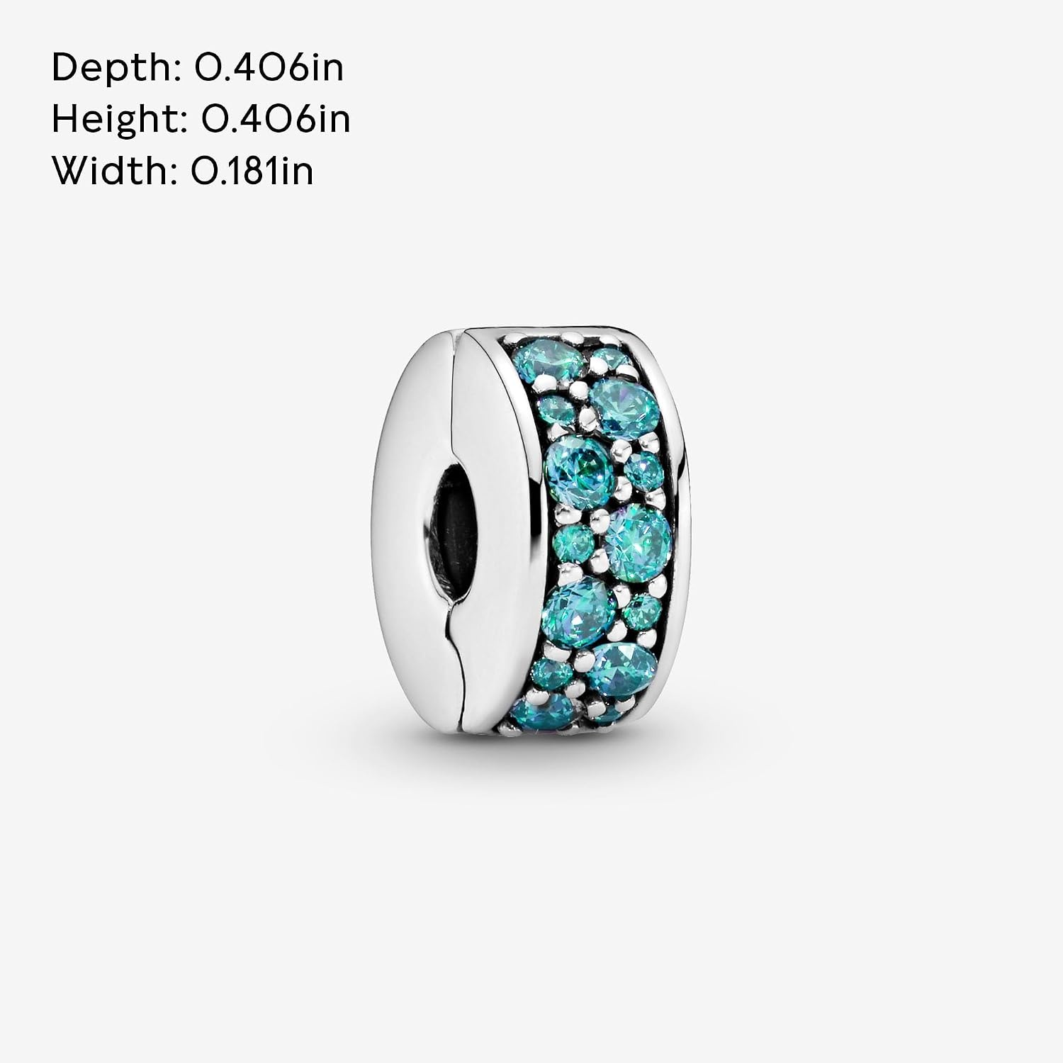 image:imagePANDORA Teal Pav Clip Charm Gift for Her Compatible Moments Sterling Silver with Cubic Zirconia With Gift Box
