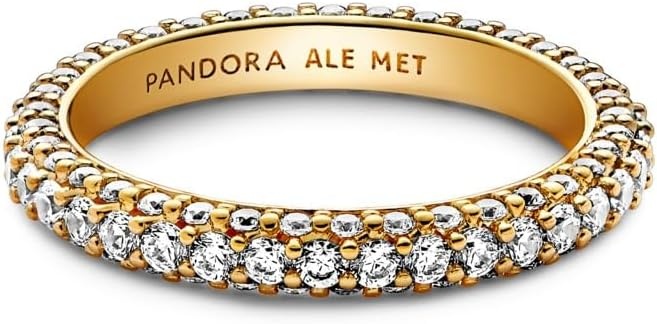 image:imagePANDORA Timeless Pav SingleRow Ring Layering or Stackable Ring 14k Gold with Clear Cubic Zirconia Gift for Her Jewelry for Women with Gift Box