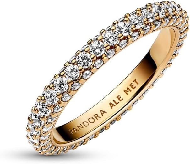 image:imagePANDORA Timeless Pav SingleRow Ring Layering or Stackable Ring 14k Gold with Clear Cubic Zirconia Gift for Her Jewelry for Women with Gift Box