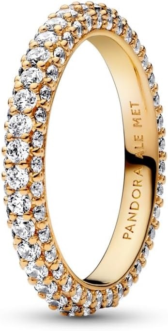 image:imagePANDORA Timeless Pav SingleRow Ring Layering or Stackable Ring 14k Gold with Clear Cubic Zirconia Gift for Her Jewelry for Women with Gift Box