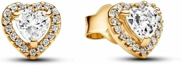 image:imagePANDORA Timeless Sparkling Elevated Heart Stud Earrings 14K GoldPlated Earrings with Cubic Zirconia Jewelry for Women Includes Gift Box