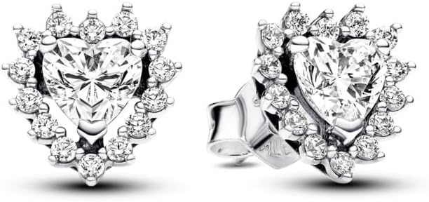 image:imagePANDORA Timeless Sparkling Heart Halo Stud Earrings Sterling Silver with Cubic Zirconia Jewelry for Women Includes Gift Box