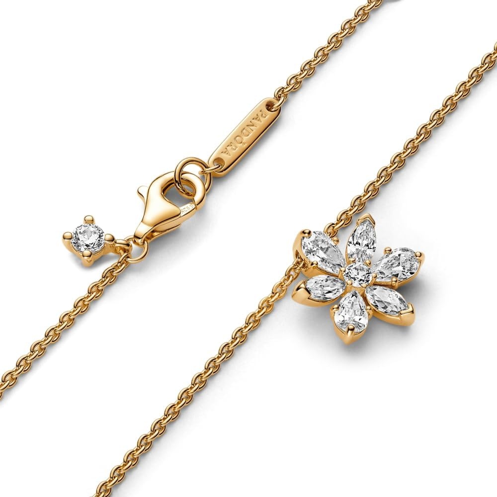 image:imagePANDORA Timeless Sparkling Herbarium Cluster Pendant Necklace 14K GoldPlated Necklace with Cubic Zirconia Jewelry for Women Includes Gift Box Size 177
