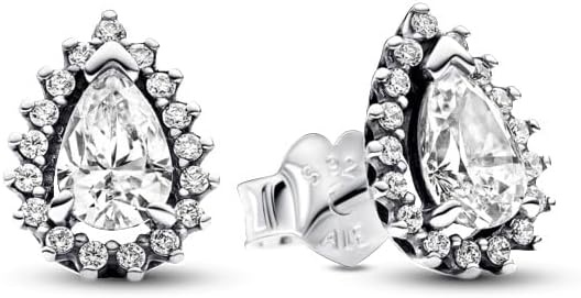 image:imagePANDORA Timeless Sparkling Pear Halo Stud Earrings Gift for Her Sterling Silver Stud Earrings with Clear Cubic Zirconia Jewelry for Women With Gift Box
