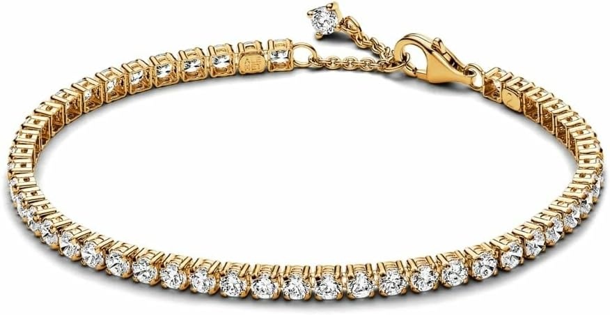 image:imagePANDORA Timeless Sparkling Tennis Bracelet 14k GoldPlated Unique Metal Blend Bracelet with Cubic Zirconia Gift for Women Includes Gift Box200 Centimeters
