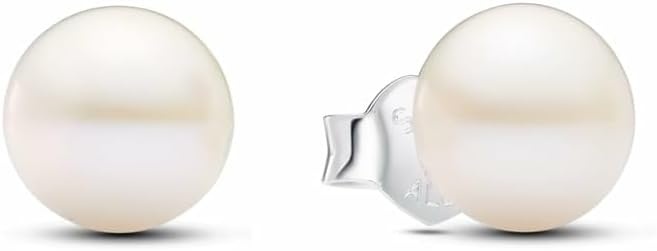 image:imagePANDORA Timeless Treated Freshwater Cultured Pearl 45mm Stud Earrings Sterling Silver Earrings with Treated Freshwater Cultured Pearl Jewelry for Women Includes Gift Box