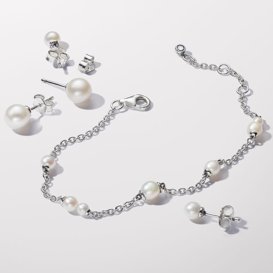 image:imagePANDORA Timeless Treated Freshwater Cultured Pearl 45mm Stud Earrings Sterling Silver Earrings with Treated Freshwater Cultured Pearl Jewelry for Women Includes Gift Box