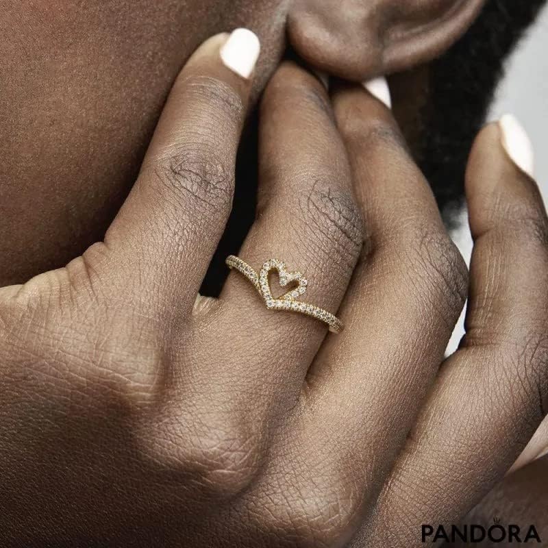 image:imagePANDORA Timeless Wish Sparkling Heart Ring Gift for Her 14k GoldPlated Shine with Cubic Zirconia