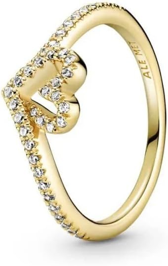image:imagePANDORA Timeless Wish Sparkling Heart Ring Gift for Her 14k GoldPlated Shine with Cubic Zirconia