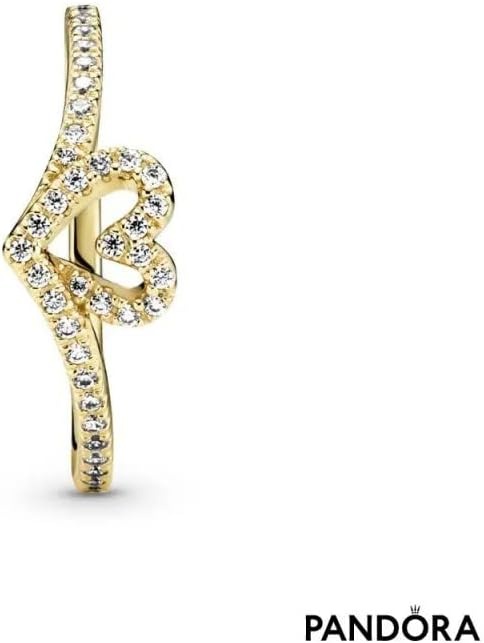 image:imagePANDORA Timeless Wish Sparkling Heart Ring Gift for Her 14k GoldPlated Shine with Cubic Zirconia