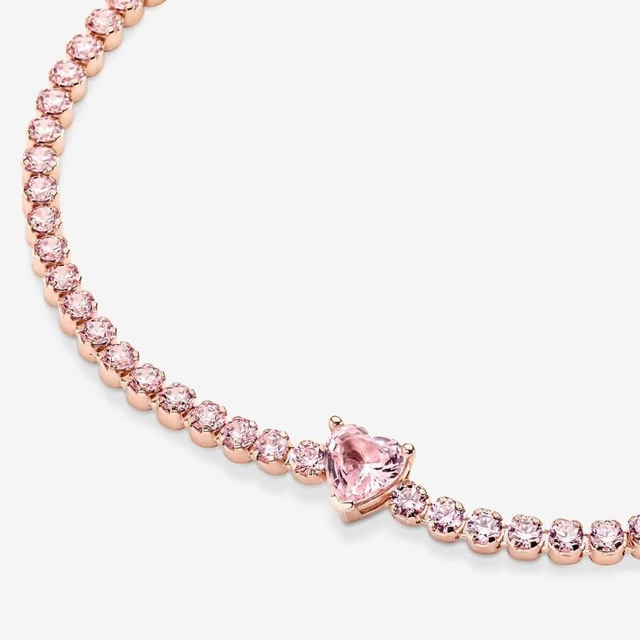 image:imagePANDORA Triple Stone Heart Collier Necklace Gift for Her Jewelry for Women With Gift Box71 Inches