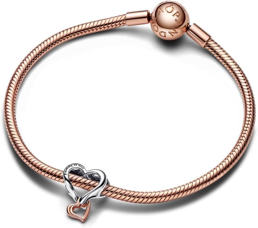 image:imagePANDORA TwoTone Openwork Infinity Heart Charm Swirling Heart Design Jewelry Keepsake for Her with Gift Box Compatible Moments Charm Bracelets Sterling Silver amp 14k Rose Gold