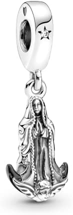 image:imagePANDORA Virgin of Guadalupe Motif Dangle Charm Compatible with PANDORA Moments Gift for Her Made with Sterling Silver Cubic Zirconia amp Enamel with Gift Box