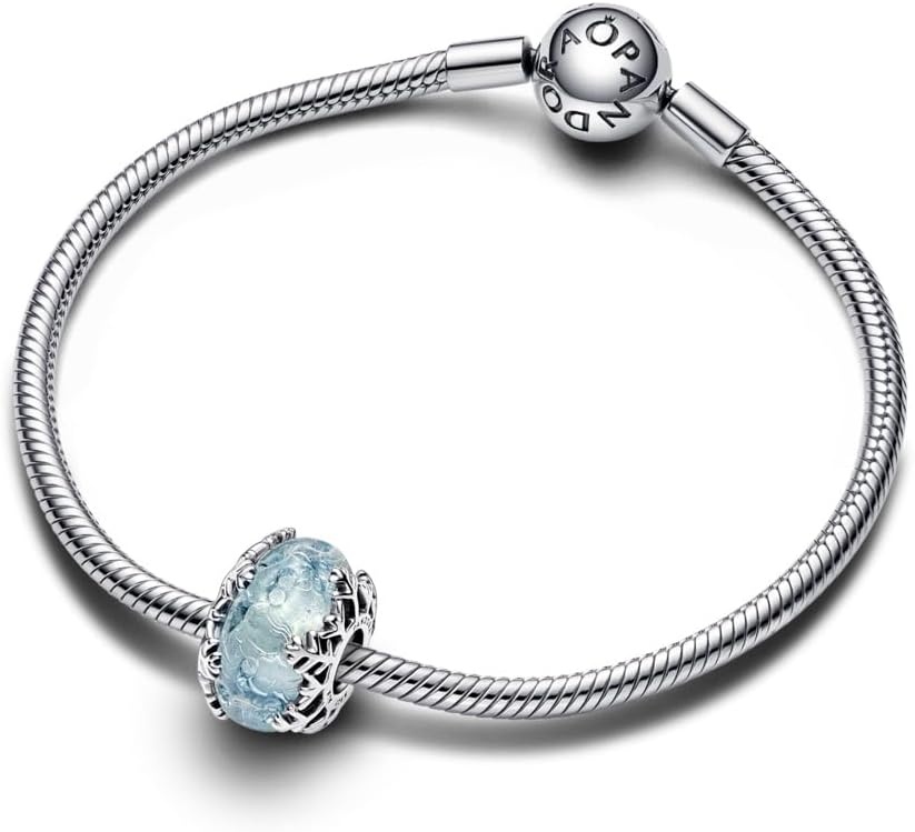image:imagePANDORA Winter Blue Snowflake Murano Charm Compatible Moments Murano Glass with Sterling Silver Gift for Her Jewelry for Women with Gift Box