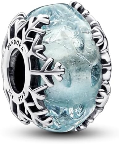 image:imagePANDORA Winter Blue Snowflake Murano Charm Compatible Moments Murano Glass with Sterling Silver Gift for Her Jewelry for Women with Gift Box
